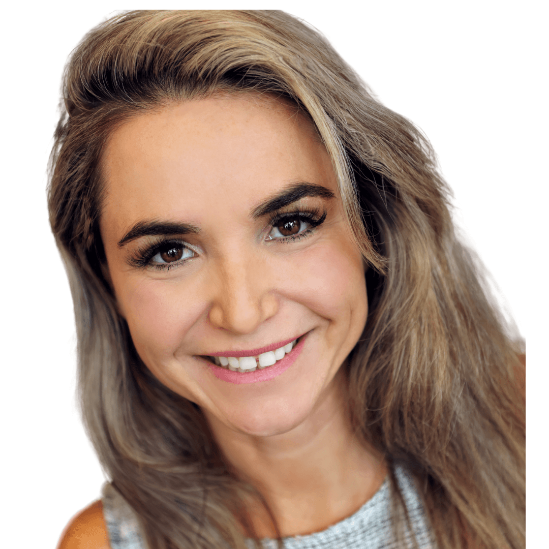 a close up of a woman who is smiling at the camera