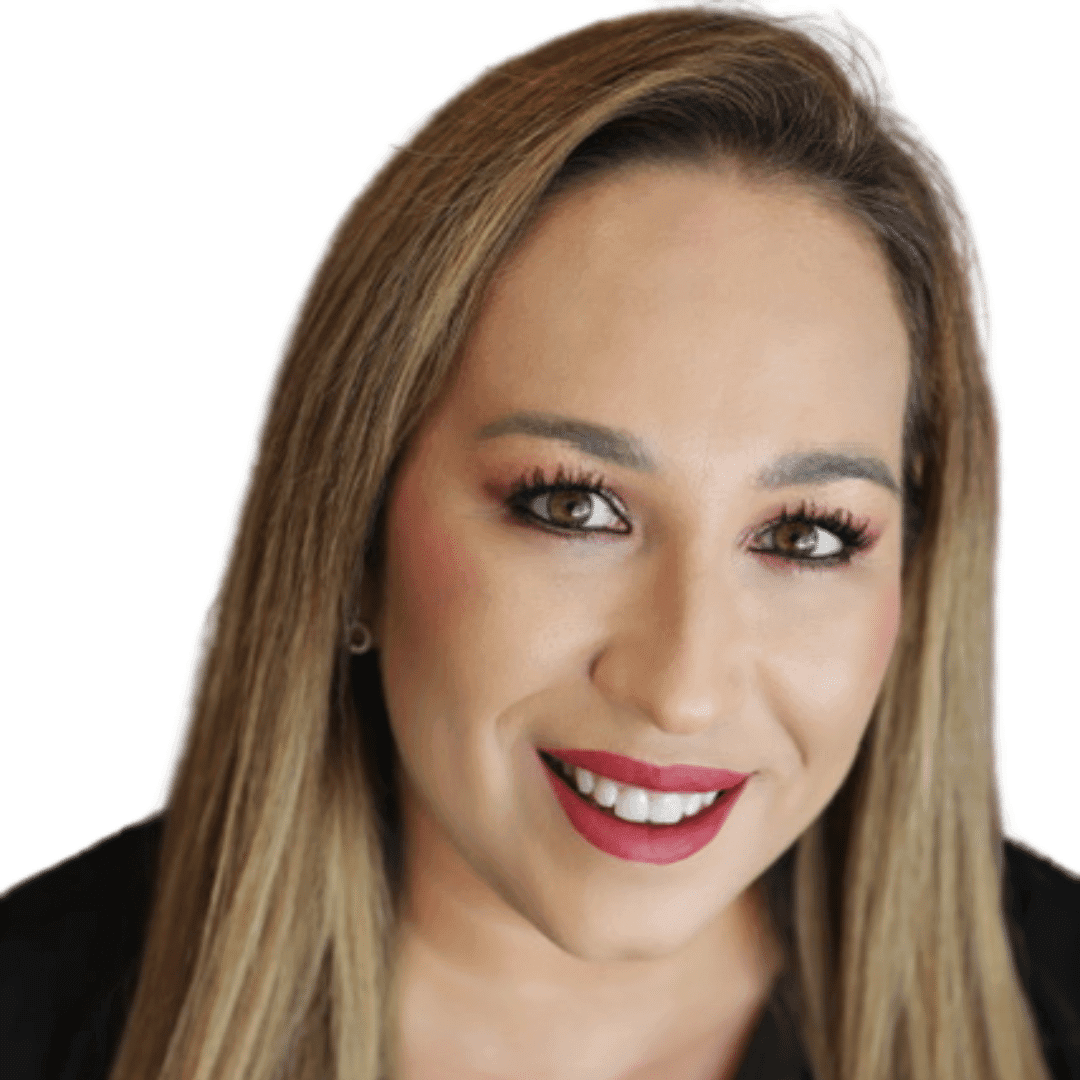 a woman who is smiling and looking at the camera